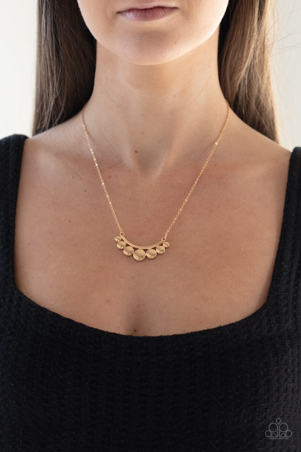 Melodic Metallics - Gold-Paparazzi Necklace (PZ-1030)