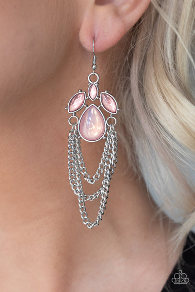 Opalescence Essence - Pink-Paparazzi Earrings (#2035)