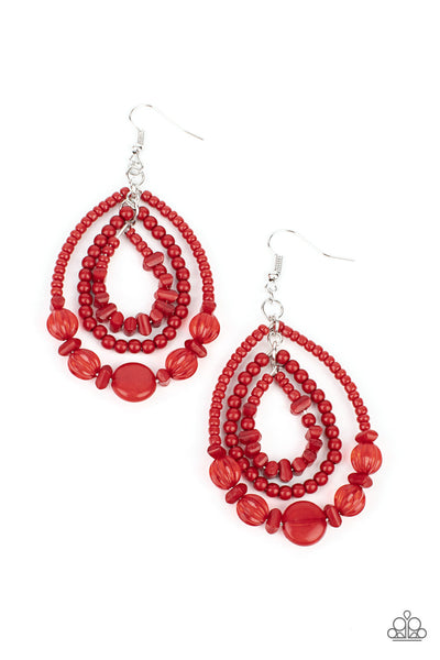 Prana Party - Red Paparazzi Earrings