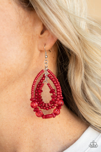 Prana Party - Red Paparazzi Earrings