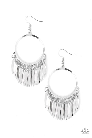 Radiant Chimes - Silver Paparazzi Earrings (#4659)