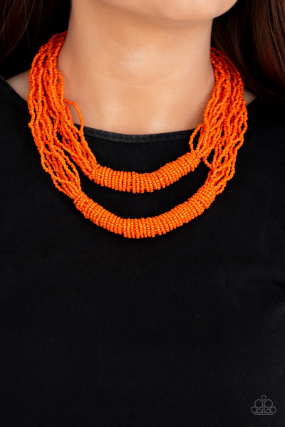 Right As RAINFOREST - Orange-Paparazzi Necklace (PZ-639)
