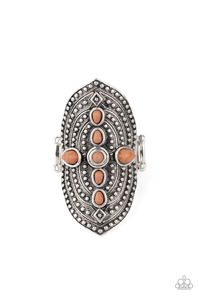 Shield in Place - Brown Paparazzi Ring (R191)