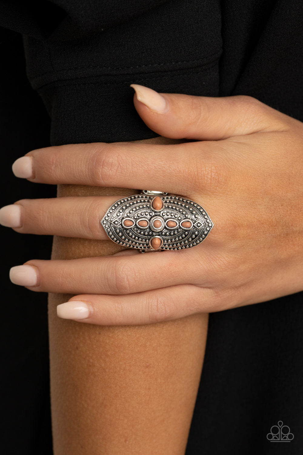 Shield in Place - Brown Paparazzi Ring (R191)