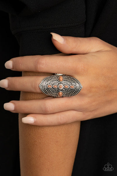 Shield in Place - Brown Paparazzi Ring (R191)