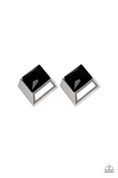 Stellar Square - Black Paparazzi Earrings