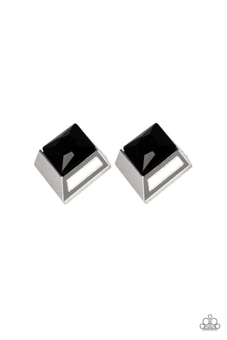 Stellar Square - Black Paparazzi Earrings (PZ-123)