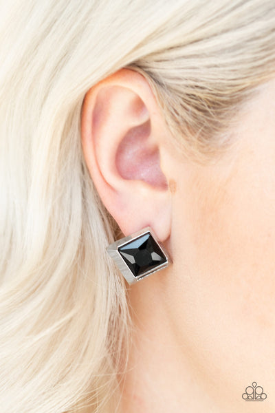 Stellar Square - Black Paparazzi Earrings