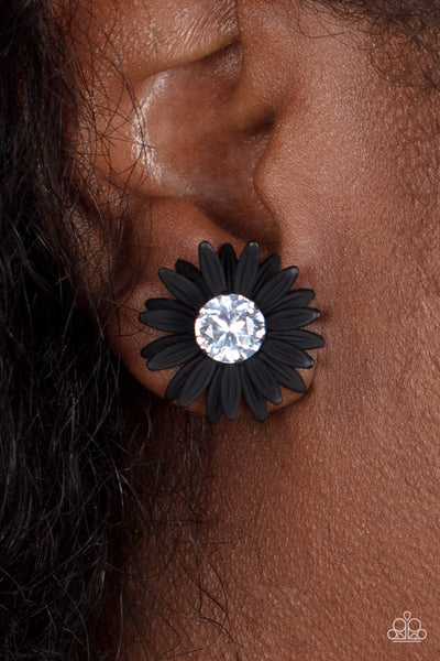 Sunshiny DAIS-y - Black Paparazzi Earrings