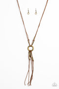 Tasseled Trinket - Brass-Paparazzi Necklace (PZ-611)