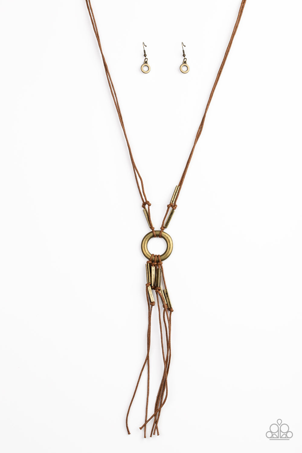 Tasseled Trinket - Brass-Paparazzi Necklace (#611)