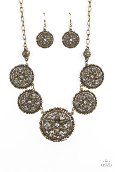 Paparazzi Necklace - Written In The STAR LILIES - Brass