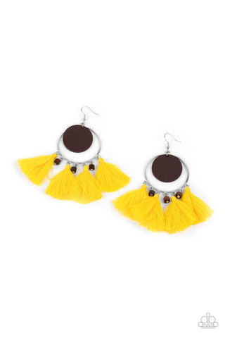 Yacht Bait - Yellow Paparazzi Earrings