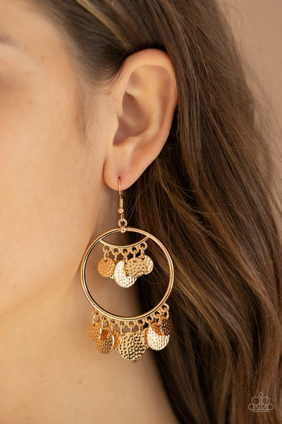 Paparazzi Earrings - All-CHIME High - Gold (PZ-701)