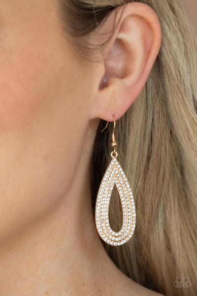 Exquisite Exaggeration - Gold Paparazzi Earrings (#4519)