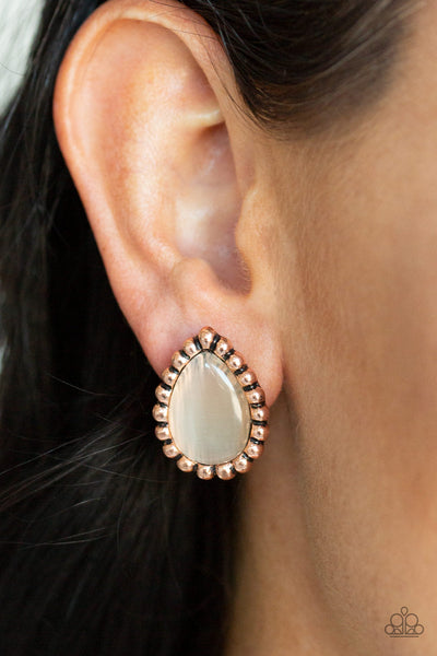 I Wanna GLOW - Copper-Paparazzi Earrings
