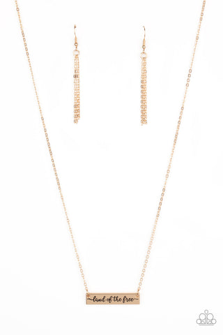 Paparazzi Necklace - Land Of The Free - Gold (#510)