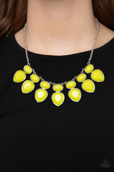 Modern Masquerade - Yellow-Paparazzi Necklace (#1568)