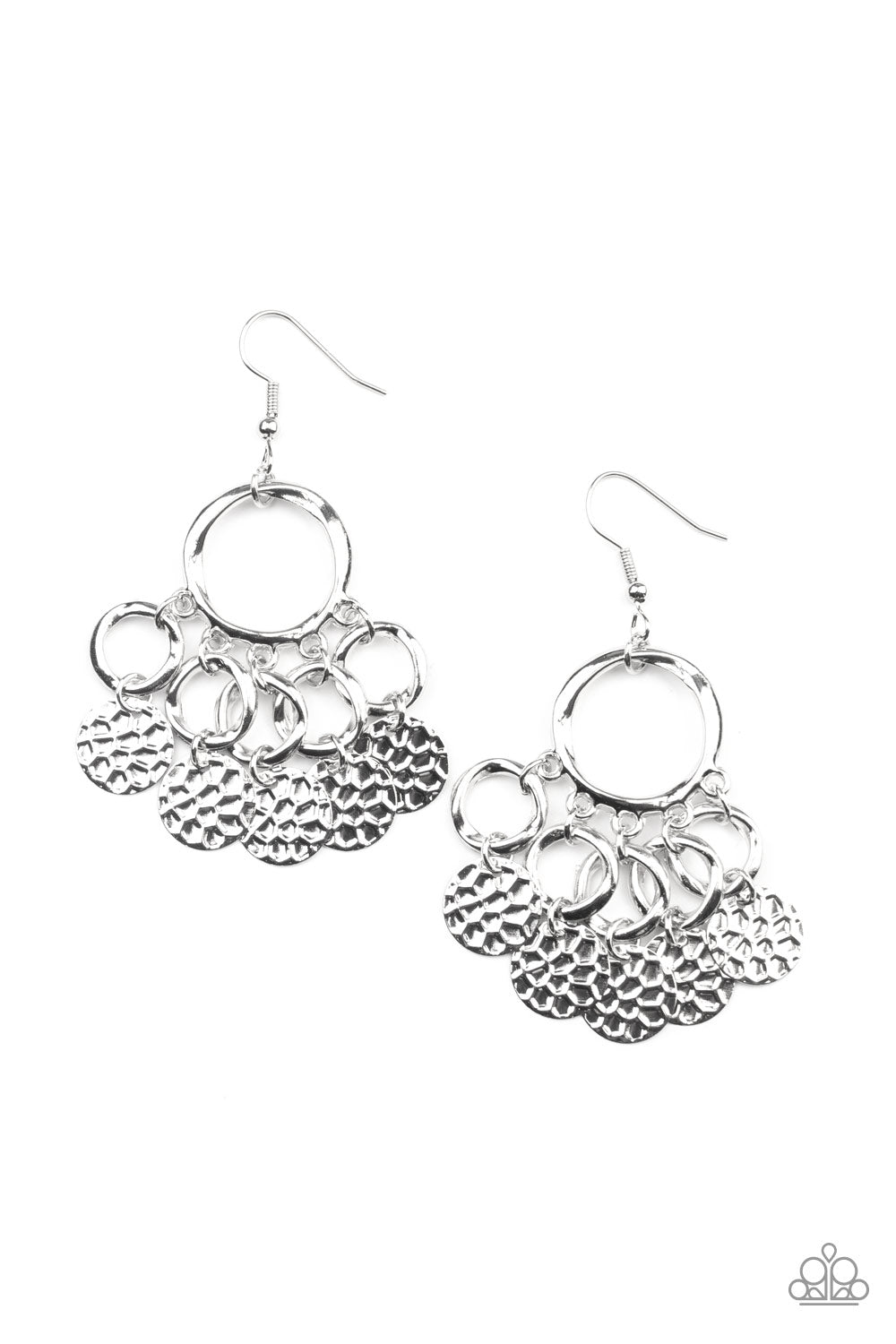 Partners in CHIME - Silver Paparazzi Earrings (PZ-3211)