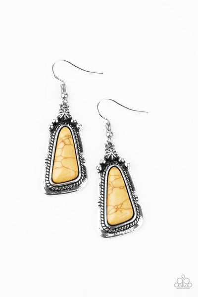 Sahara Solitude - Yellow Paparazzi Earrings