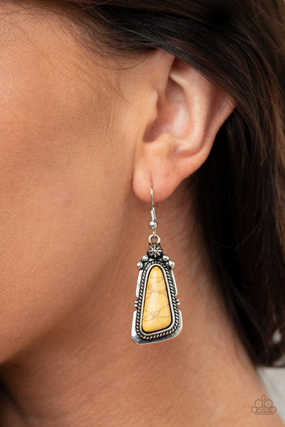 Sahara Solitude - Yellow Paparazzi Earrings
