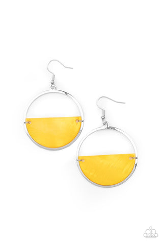Seashore Vibes - Yellow Paparazzi Earrings #4251)