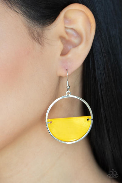 Seashore Vibes - Yellow Paparazzi Earrings #4251)