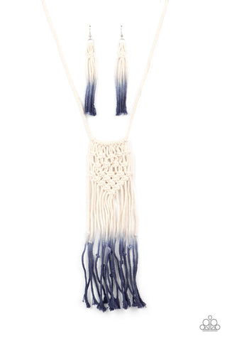 Surfin The Net - Blue Paparazzi Macramé Necklace