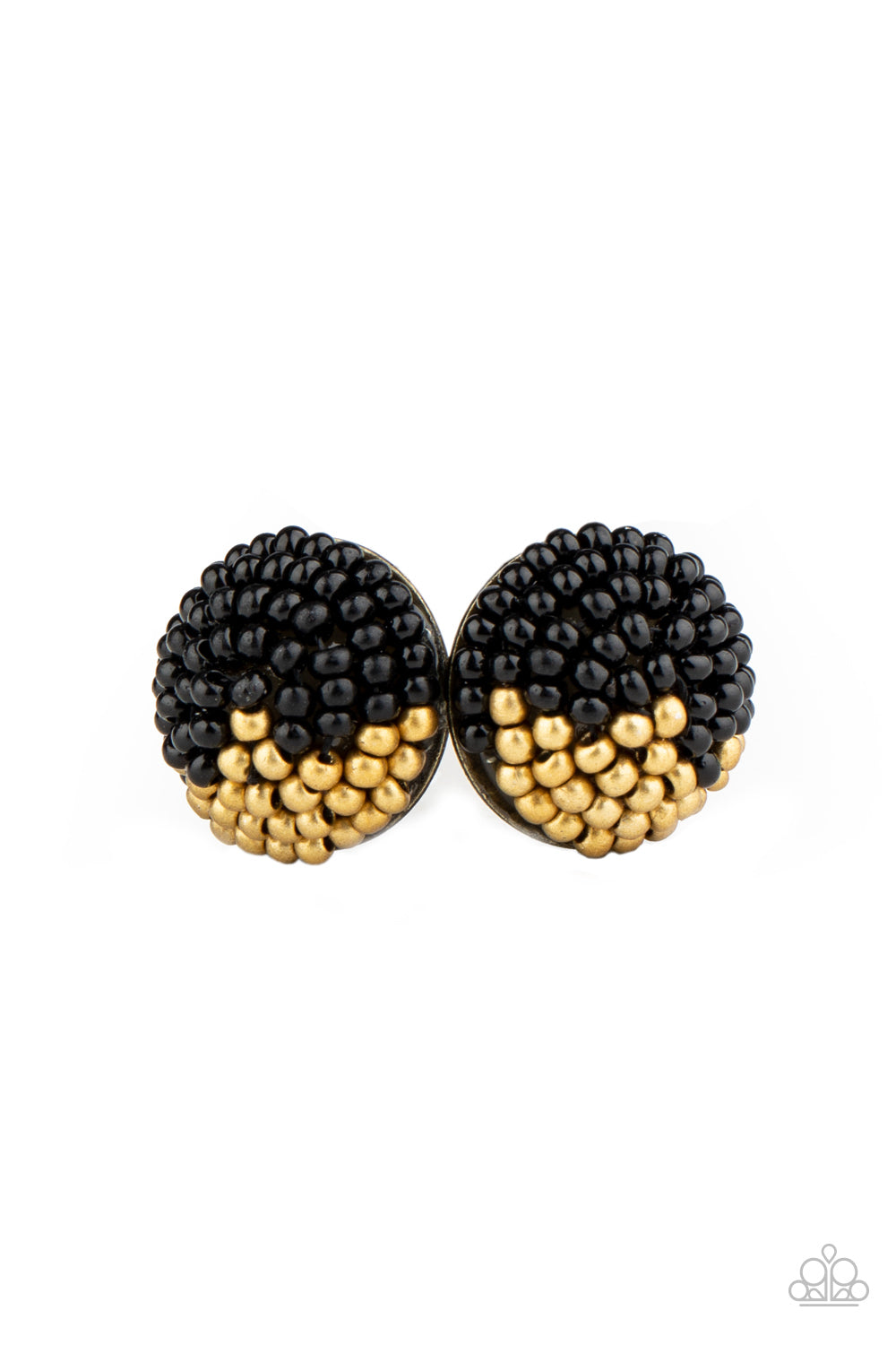 As Happy As Can BEAD - Black - Paparazzi Earrings (#2092)