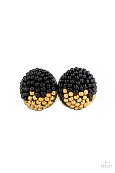 As Happy As Can BEAD - Black - Paparazzi Earrings (#2092)