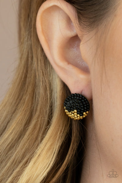 As Happy As Can BEAD - Black - Paparazzi Earrings (#2092)