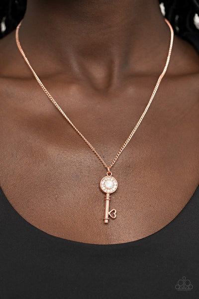 Prized Key Player - Copper Paparazzi Necklace (#4620)