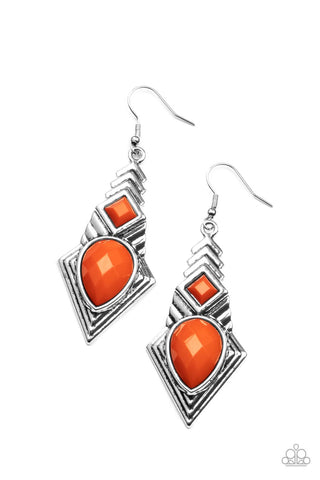 Stylishly Sonoran - Orange Paparazzi Earrings (#4265)
