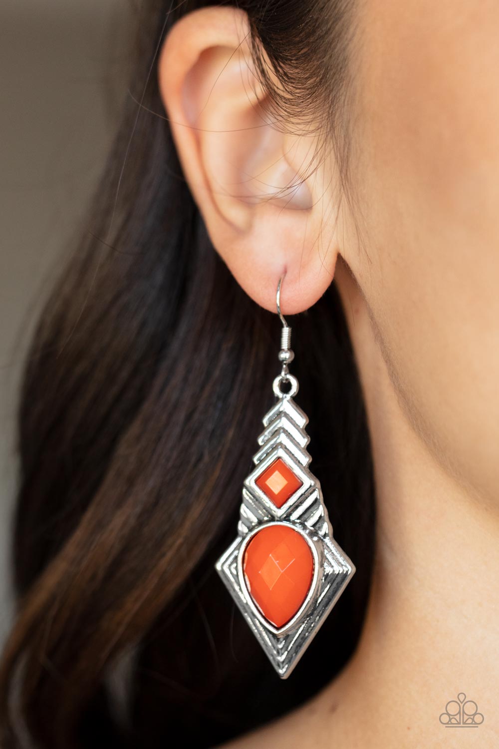 Stylishly Sonoran - Orange Paparazzi Earrings (#4265)