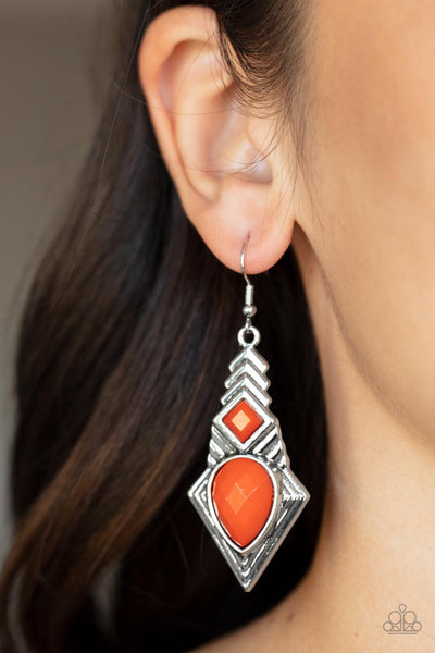 Stylishly Sonoran - Orange Paparazzi Earrings (#4265)