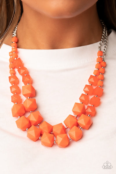 Summer Excursion - Orange Paparazzi Necklace (#4750)