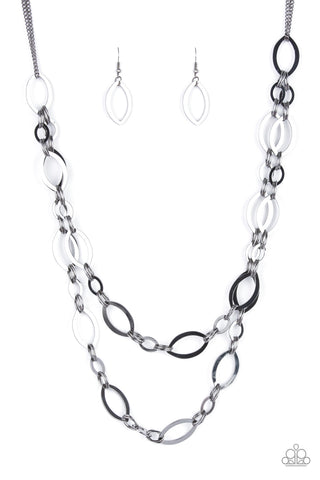 The OVAL-achiever - Black Paparazzi Necklace (#4255)