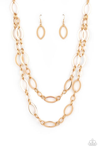 The OVAL-achiever - Gold Paparazzi Necklace