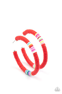 Colorfully Contagious - Red Paparazzi Earrings (PZ-2176)