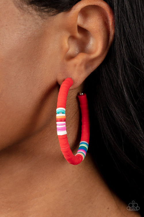 Colorfully Contagious - Red Paparazzi Earrings (PZ-2176)