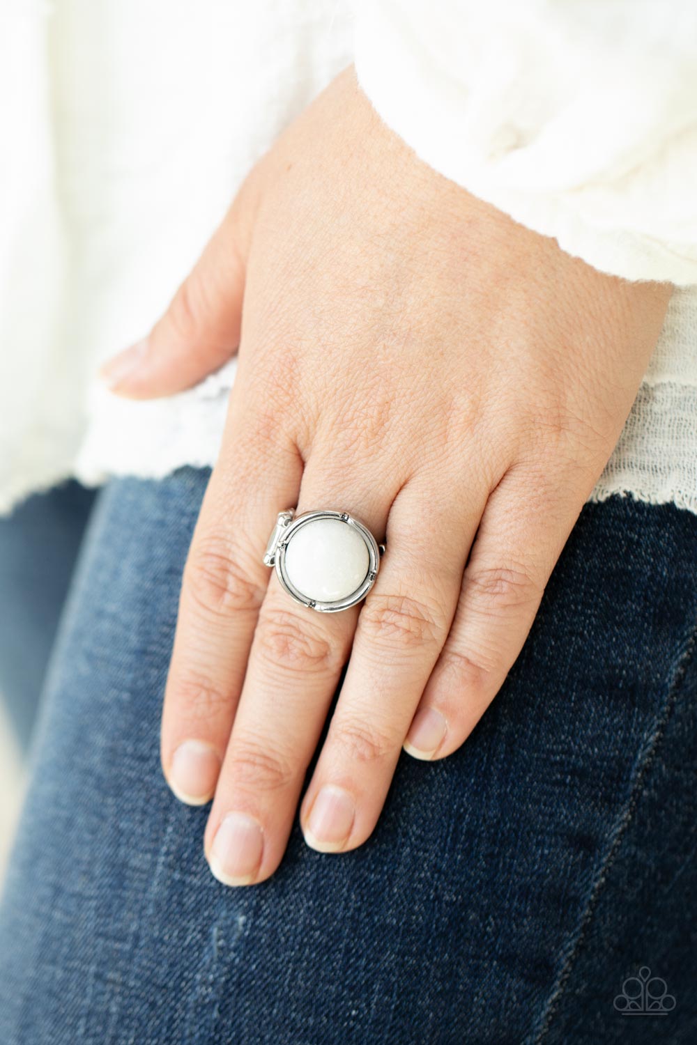 Dreamy Dunes - White Paparazzi Ring (R015)