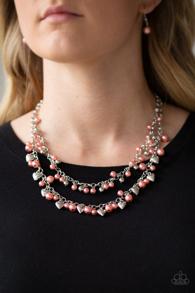 Paparazzi Necklace -Kindhearted Heart - Orange