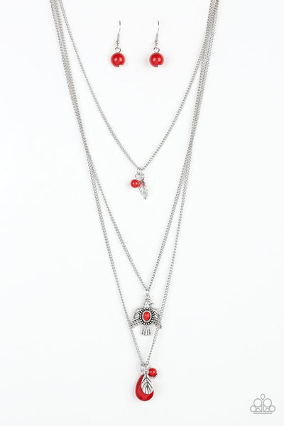 Soar With The Eagles - Red Paparazzi Necklace