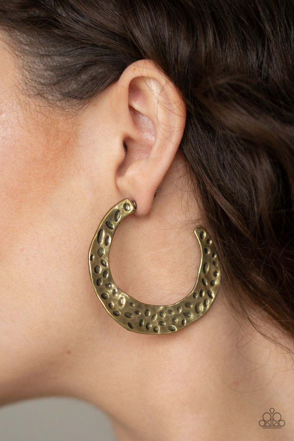 The HOOP Up - Brass-Paparazi Earrings (PZ-871)