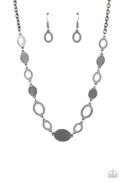 Working OVAL-time - Black Paparazzi Necklace (PZ-5130)