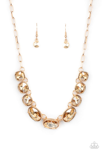 Gorgeously Glacial - Gold Paparazzi Necklace