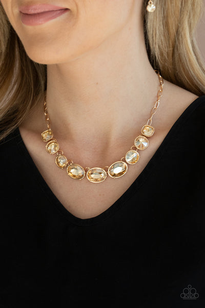 Gorgeously Glacial - Gold Paparazzi Necklace