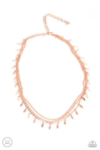 Monochromatic Magic - Rose Gold Paparazzi Necklace (#4881)