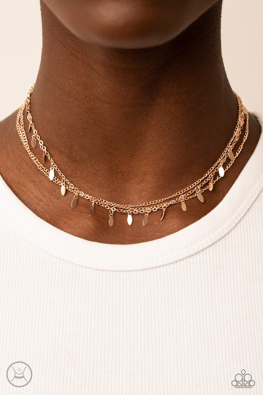 Monochromatic Magic - Rose Gold Paparazzi Necklace (#4881)