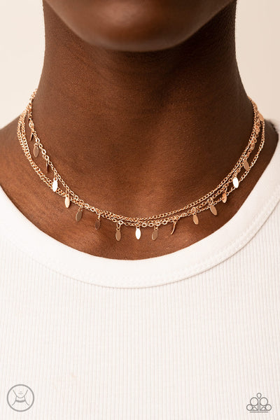 Monochromatic Magic - Rose Gold Paparazzi Necklace (#4881)